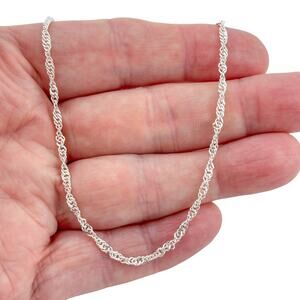 Vintage Italy Sterling Silver 925 Singapore Link Chain Necklace 19.5"